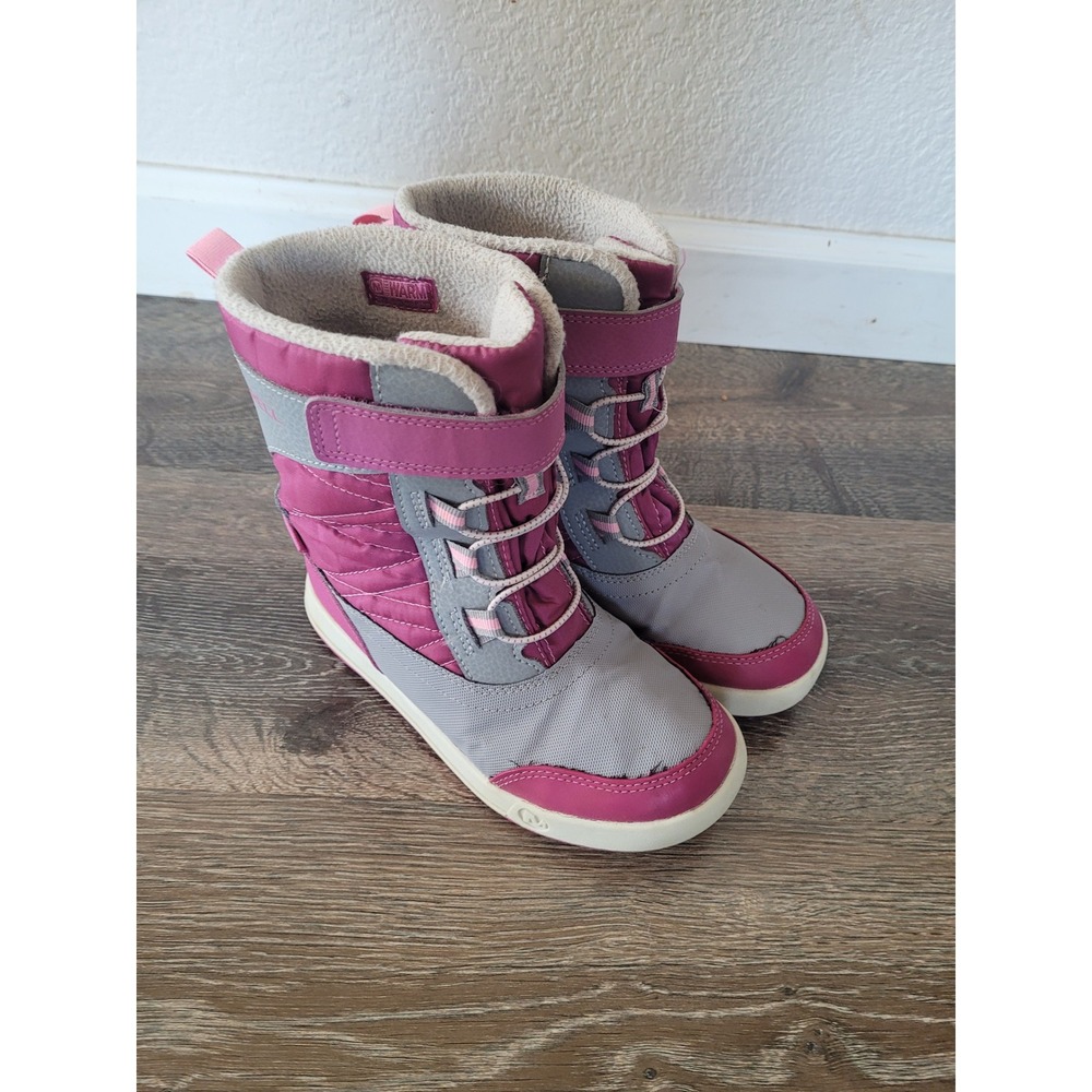 Merrell‎ Girls Winter Boots Maroon Grey Insulated Snow Boots Size 1 #2